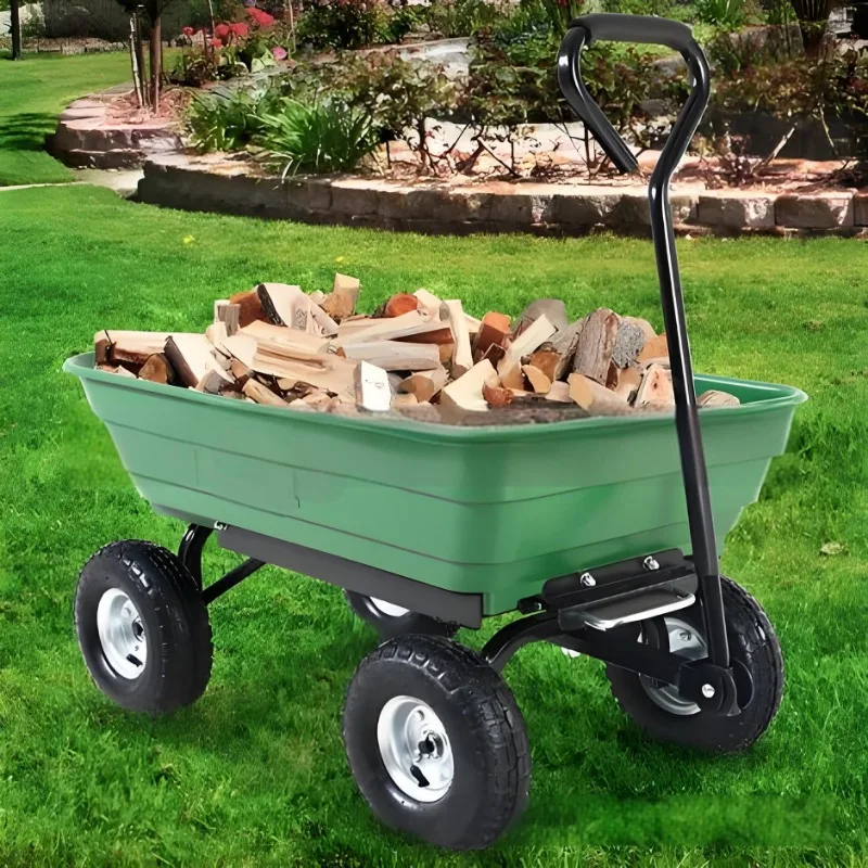 Maker Cheap Garden Building Tools Customized Plastic Convenient Four Wheel Garden Cart