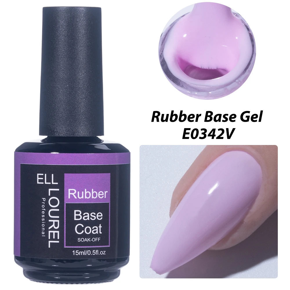 ELL LOUREL French Pink Rubber Base Gel Nail Polish 15ML Gelcolor Manicure Vernis Semi Permanent UV/LED Nail Art Varnish Base Top