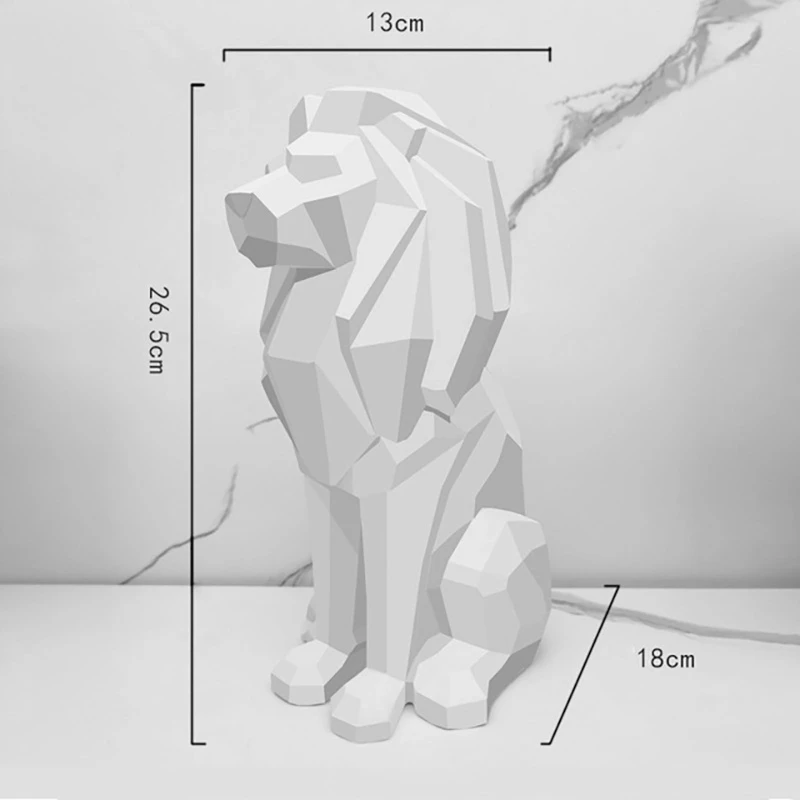 BEAU-1Pcs Lion Statues Geometric Sculpture Ornaments Nordic Home Decor Creative Resin Crafts Home Living Room Lion Model