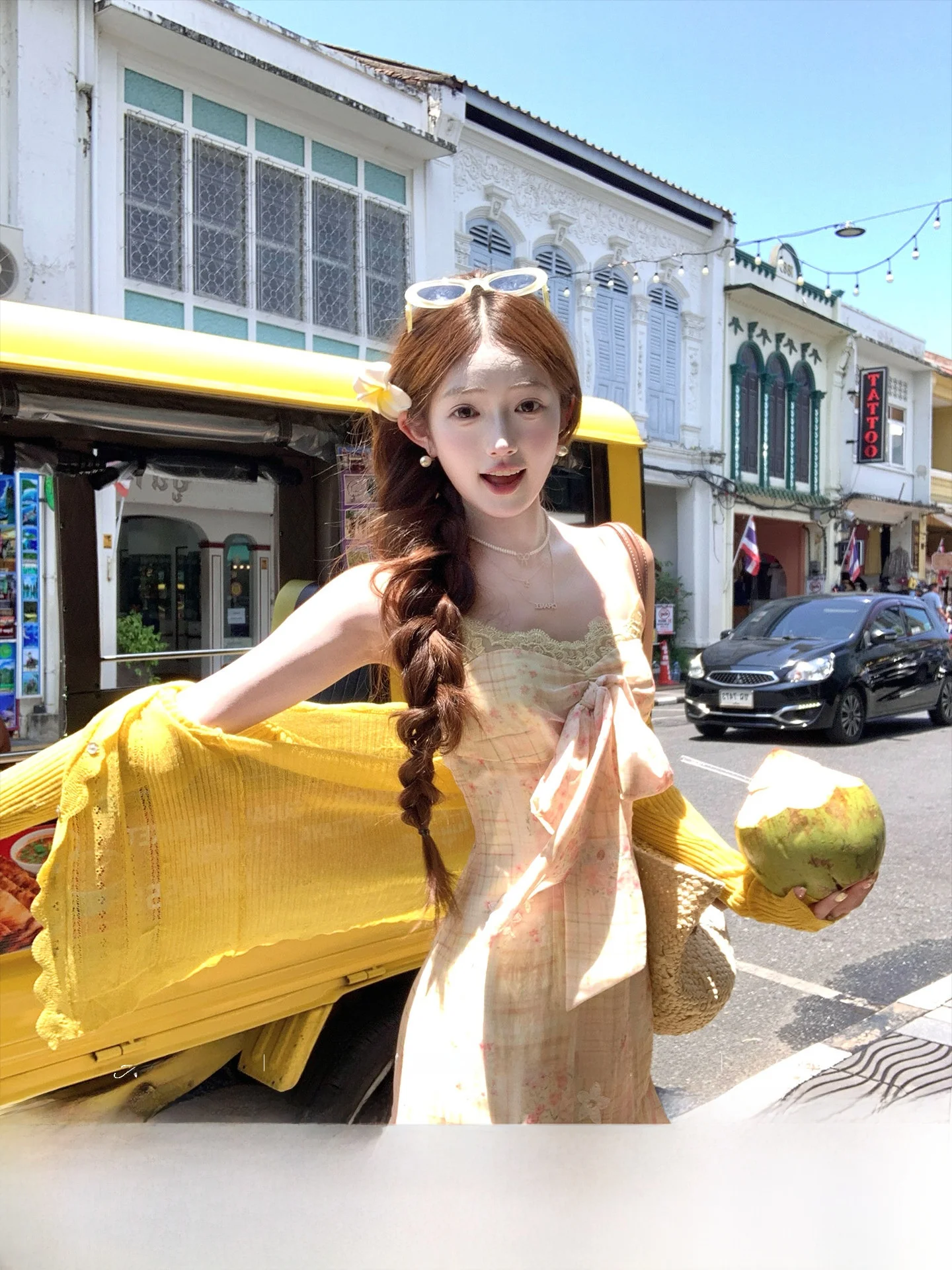 

Летнее платье Acaine с цветочным принтом и кружевом, на бретельках, средней длины, в корейском стиле, с юбкой-тортом, цвет молочного сыра