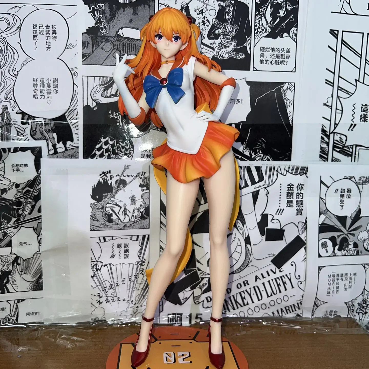 Asuka Langley Soryu Anime Figure Sailor Moon Crossover Gk Collectible Model Statue Trendy Toy Desktop Decoration For Collection
