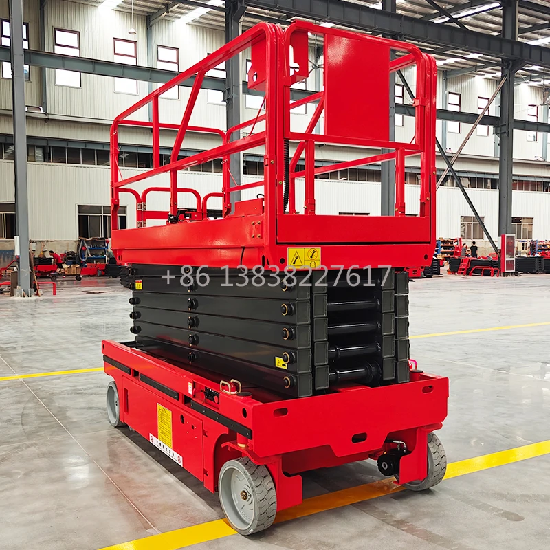 8m-14m Solid Rubber Tires Mobile Electric Self-Propelled Hydraulic Scissor Lift Platform Table With Good Price view 6