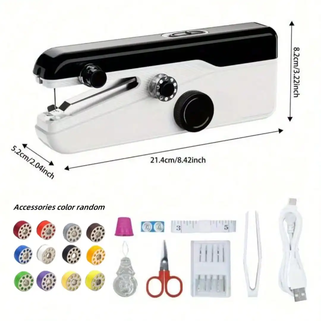 Portable Electric Handheld Sewing Machine, DIY Hand Sewing Tool, with Accessory Set, Accessories Come in Random Colors