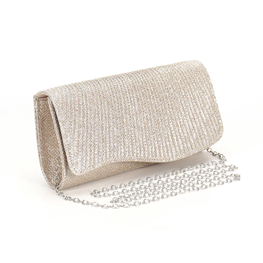 

Fashion Shiny Glitter Handbag Silver Color Chain Shoulder Chain Purse Clutch Elegant Envelope Evening Bag Evening