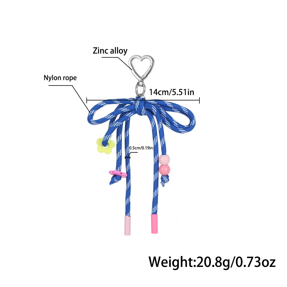 Colorful Woven Rope Bow Nylon Keychain Unique Woven Keychain Easy To Use Strong Ribbon Bow