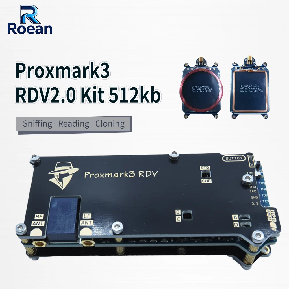 Proxmark3 RDV2 RFID NFC Reader Writer 125KHz‑13.56MHz 512K Memory DEV Encoder Develop Suit Kit for RFID Research