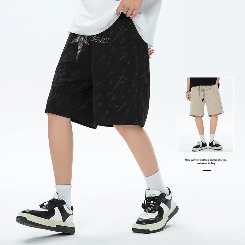 

Мужские летние тонкие свободные брюки-капри с широкими штанинами, прямые спортивные шорты, дышащие, удобные, модные, со средней посадкой, размер S