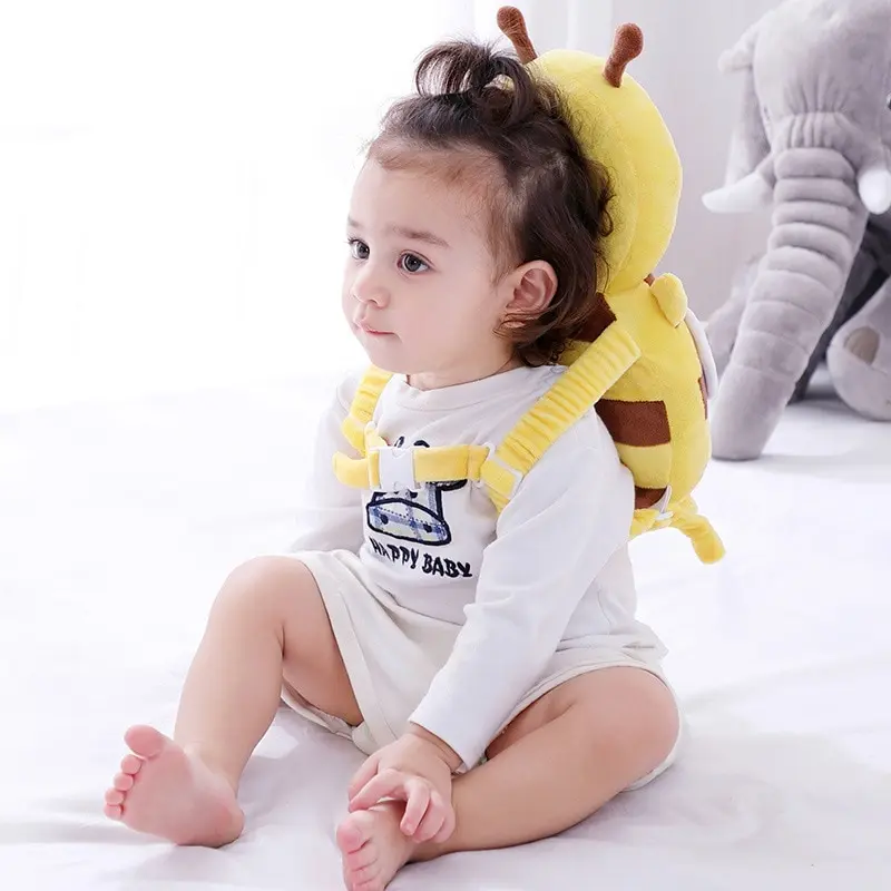 Head Back Protector Baby Protect Pillow Learn Walk Head Protector Cushion Anti Fall Backward Cap Carry Cartoon Kids Safe Bee Bag