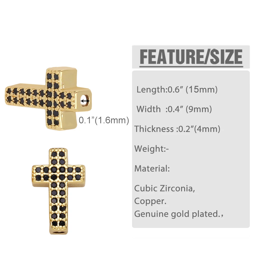 OCESRIO Multiple Color Small Cross Charms for Bracelete CZ Copper Gold Plated Jewelry Making Accessories Wholesale chma167