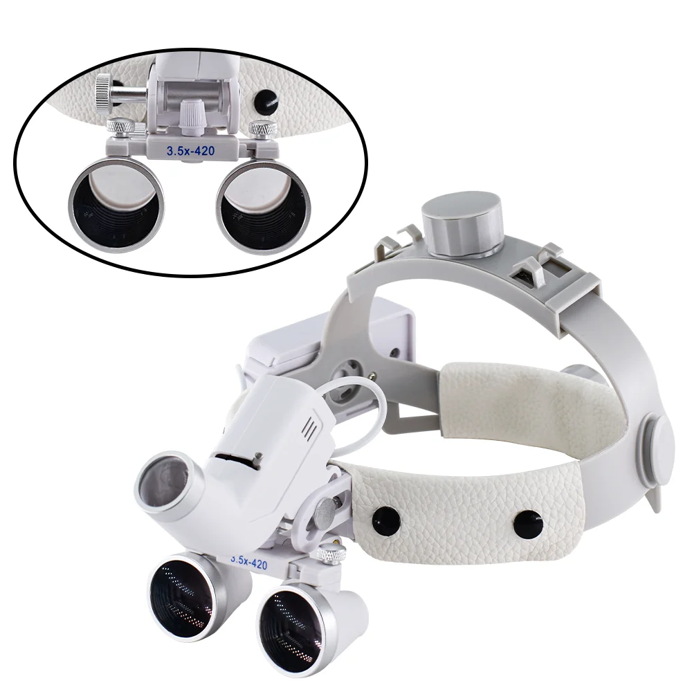 Adjustable ENT Dent al Headlight 5W LED Lamp with 2.5X/3.5X Dentist Surgical Loupes For den tistry Lab Medical Headlamp  Equipme