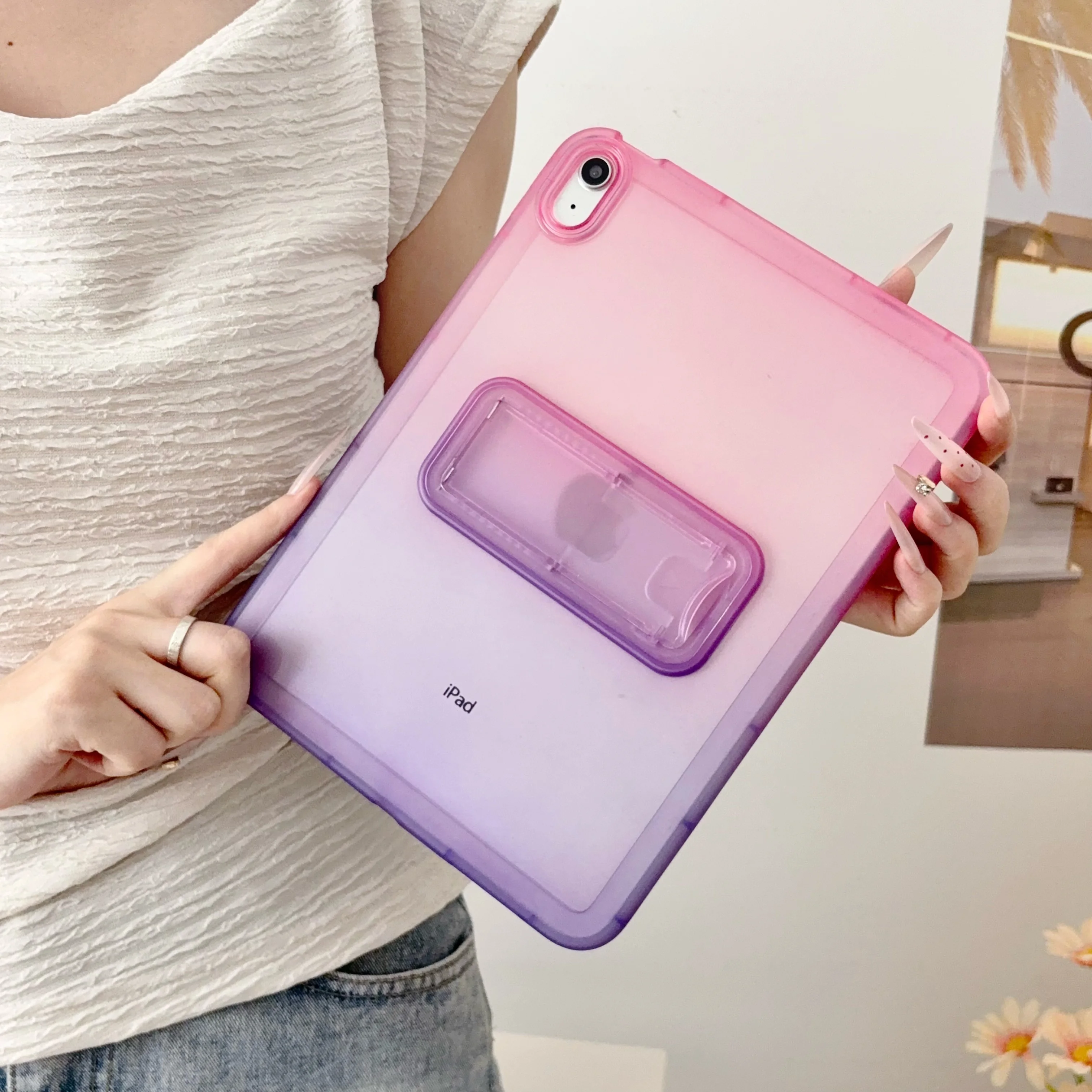 Candy Color TPU Case  For iPad 11th Gen 11 inch 2025 10 2022 10th Tablet Shockproof Rugged Cover With Foldable Bracket