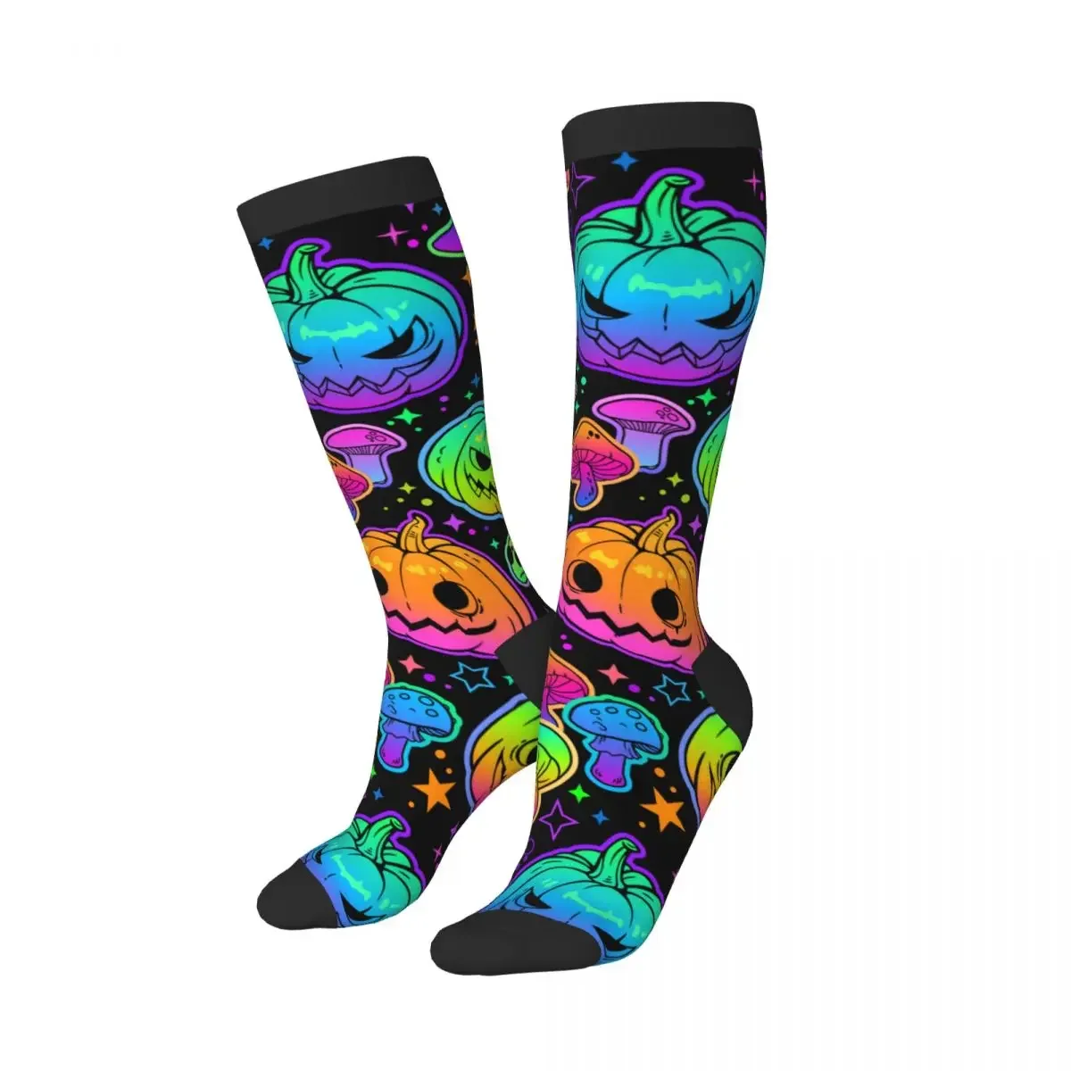 1 Pack Neon Mushrooms And Pumpkins Over-knee Long Socks Middle High School Socks