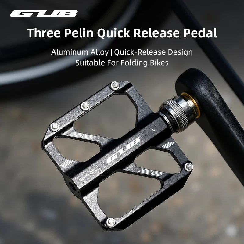 GUB Schnellspanner Faltbare MTB-Fahrradpedale aus Aluminiumlegierung mit Gedichteten Lagern & Rutschfester Plattform für Fahrräder