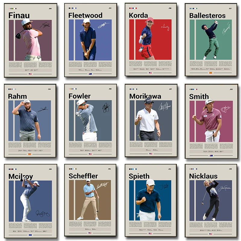 الأسطوري برو لاعب الغولف سوينغ الملصقات PGA جولة بطل يطبع الرياضة Seve Ballesteros حائط لوح رسم صورة ديكور غرفة المنزل