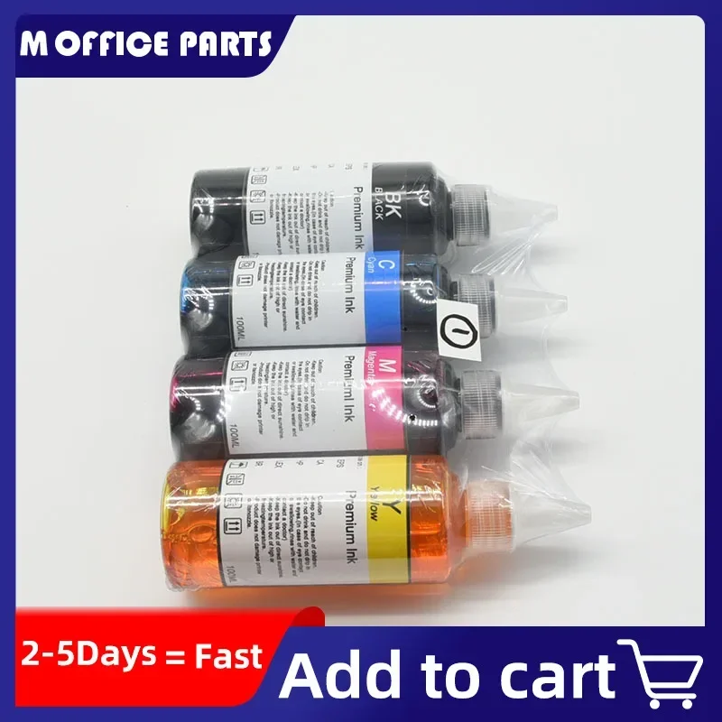 4x100ml Universal Dye Ink Refill for HP Canon Epson Brother Dell Deskjet Inkjet Printer, BK C M Y Bottle Tank Cartridge CISS Ink