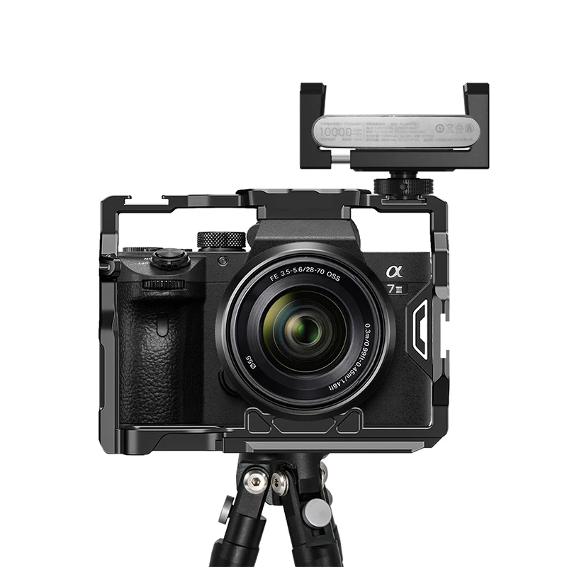 Aluminium Kamera Käfig SSD Halter Kalten Schuh Montieren Power Bank Clamp Clip 1/4 ARRI Loch für Nikon Canon Sony SLR Unterstützung Halterung – Detail 9