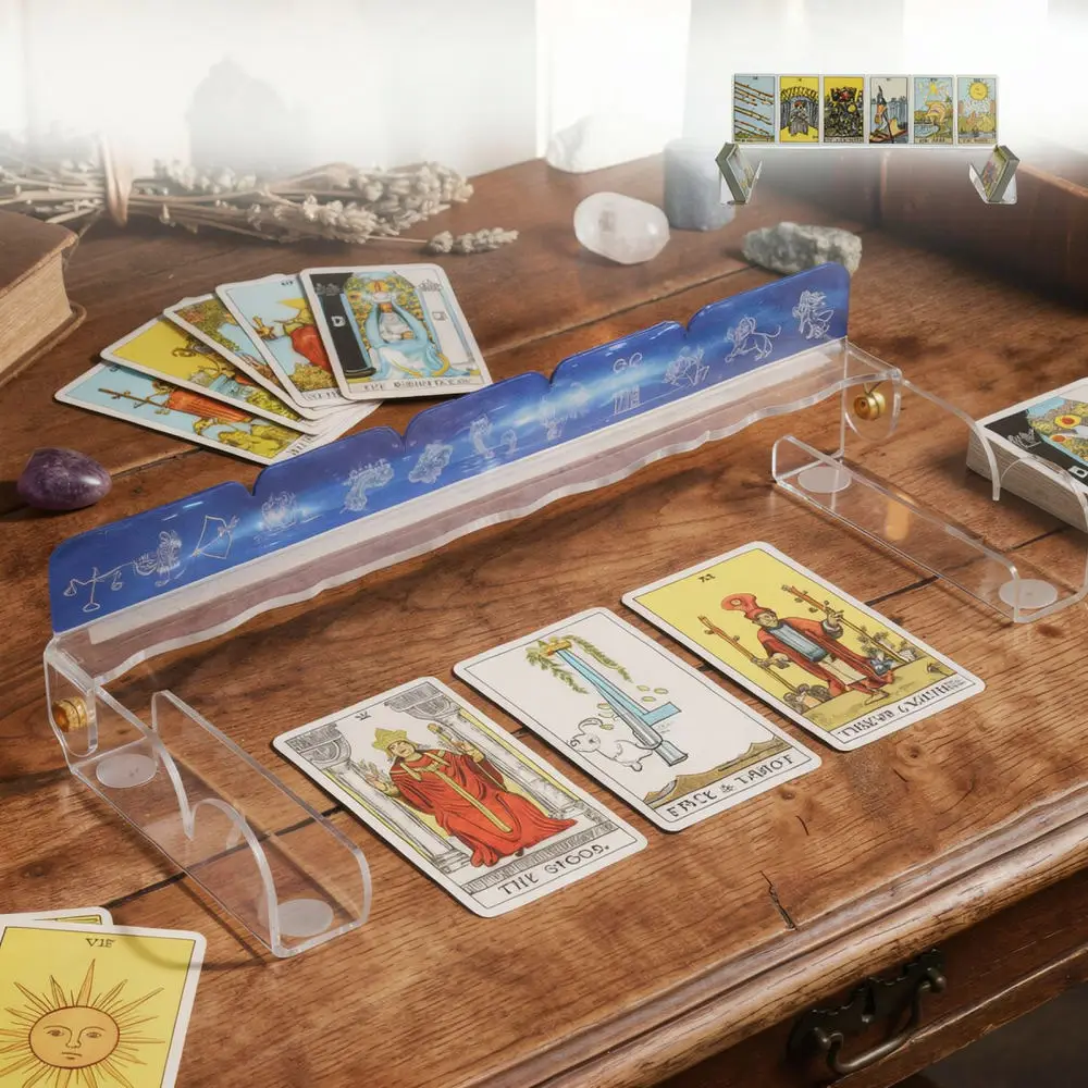 Clear Acrylic Card Stand Organizer Desktop Storage Rack For Tarot Reading Poker Games Collection Display Tray