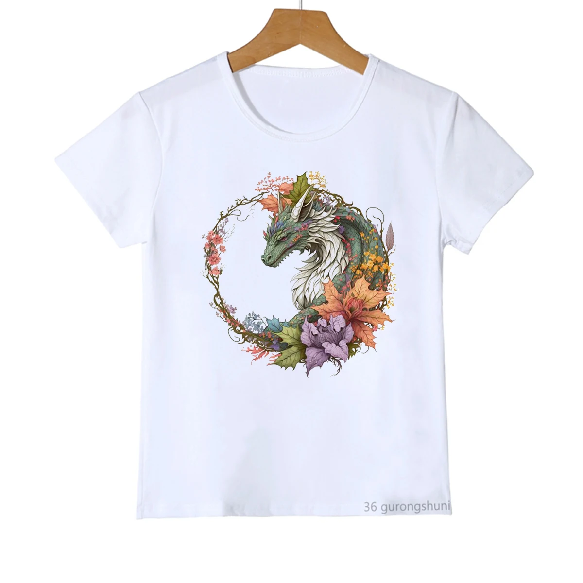 New arrival 2024 Boys t-shirt Funny Wreath Dragon Animal Print Children's Tshirt Summer Toddler T shirt O-Neck Shirt tops 1 to13