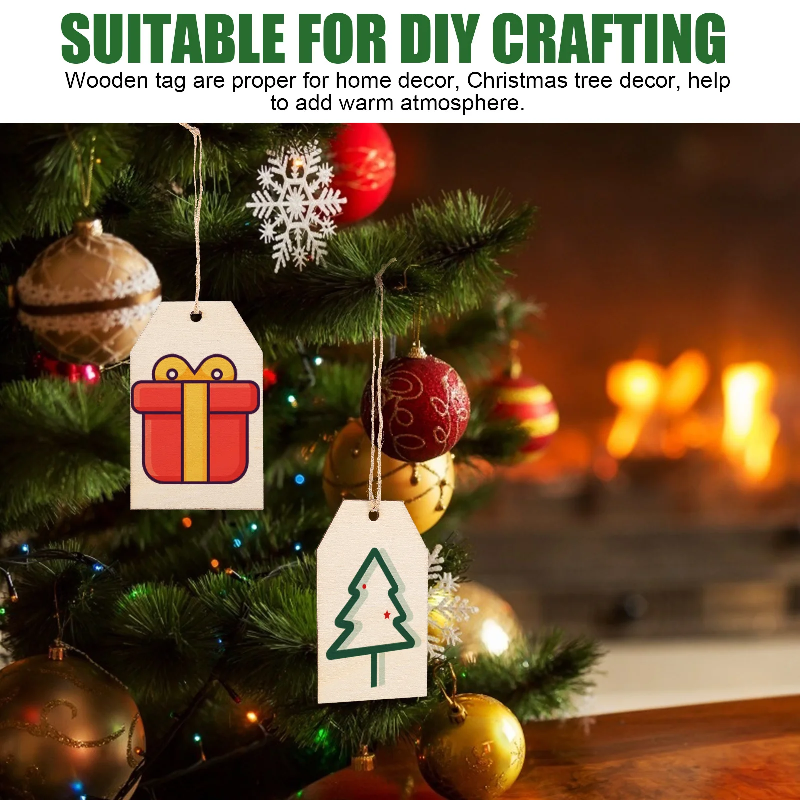 

10 Pcs Unfinished Wood Crafts Small Tags Hanging Ornament Blank with Holes Hand Made Handmade