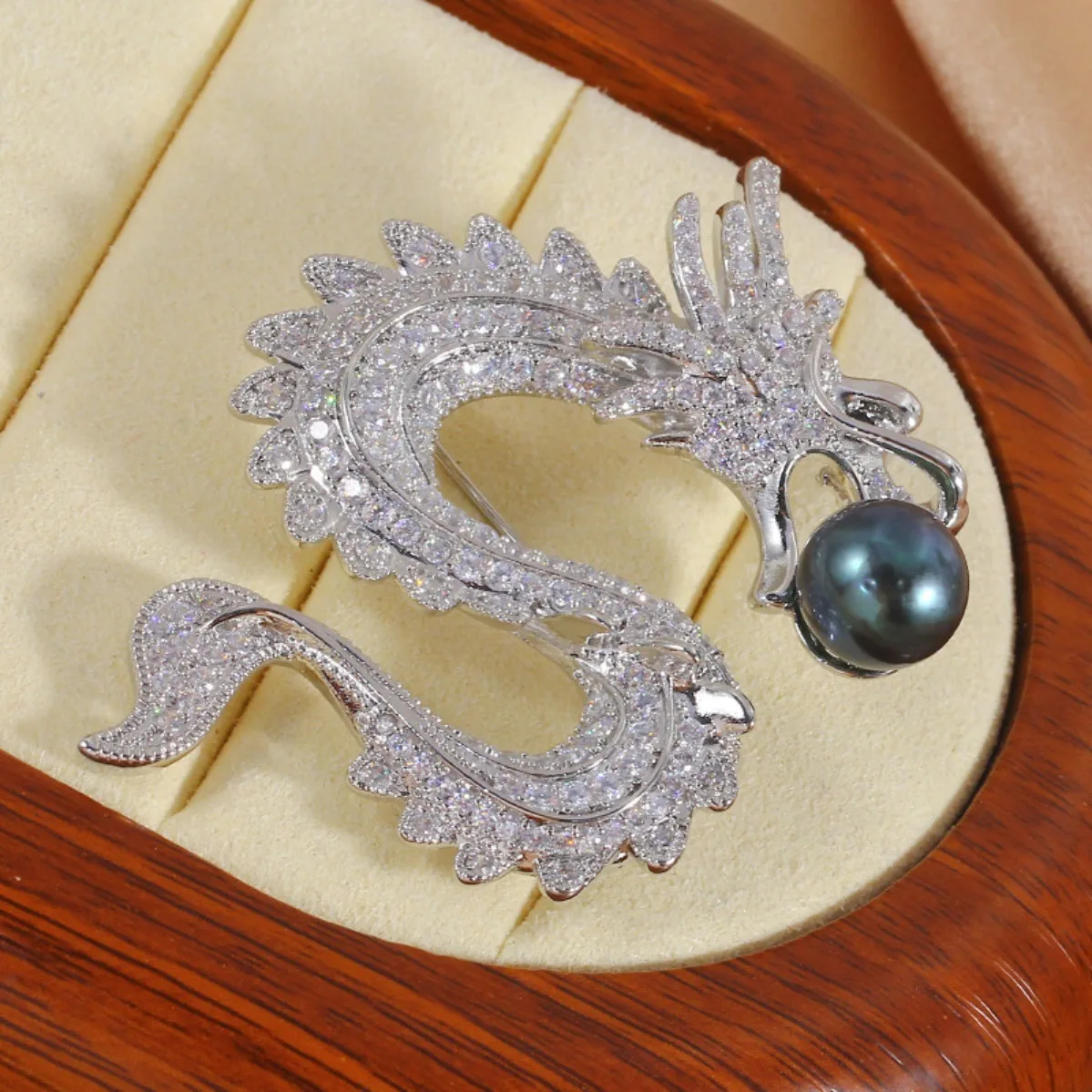 Brass Gold Plated Zodiac Dragon Brooch Blank, New Exquisite DIY Pearl Corsage Pin, Fashion Elegant Accessory