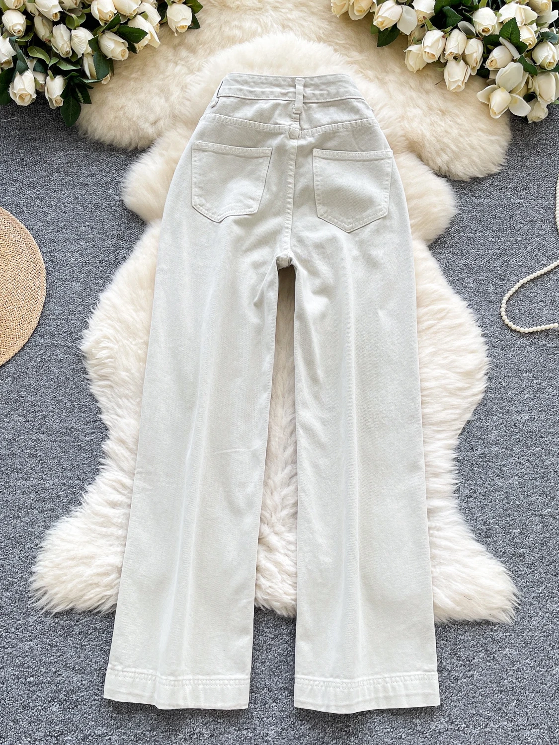 

High Waist Straight Leg Jeans Women's Khaki Casual Loose Fit Pants Summer 2025 Korean Sle Versatile Drapey Wide Leg Trousers