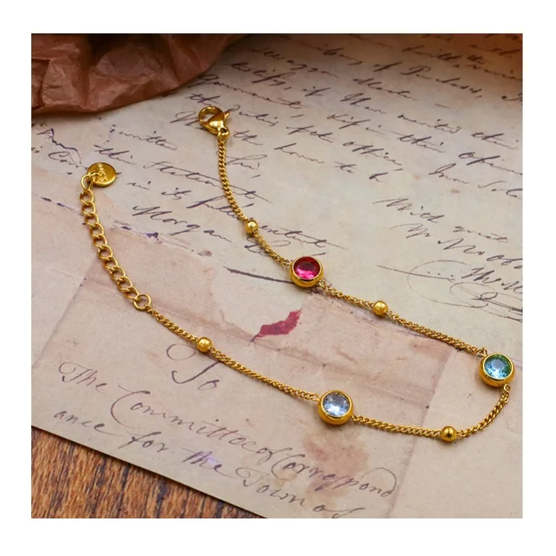 

New Niche Design Light Luxury Multicolored Titanium Steel High-end Bracelet Women's Exquisite Fine Chain Bracelet
