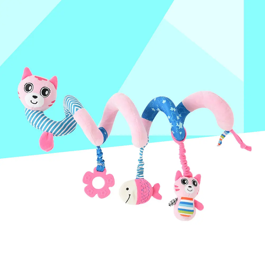 Baby Spiral Animal Crib Hanging Rattles Soft Wrap Around Stroller Car Seat Early Development Interactive Grasping Sensory