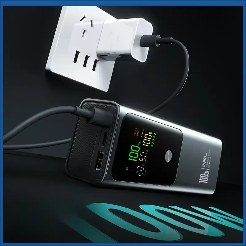 100W Fast Charging Portable Power Bank 20000mAh USB Output Digital Display Can Be Usednotebook and Multiple Devices