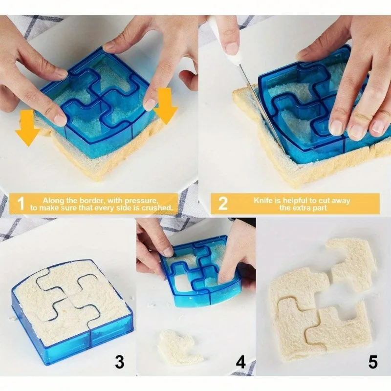 Sandwich and Cookie Cutters Set Fun Shapes Animal Puzzle Butterfly Stainless Steel and Plastic Food Molds for Kids Lunch Bento - Image 5