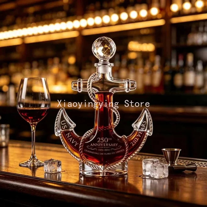 Unique US Maritime 250th Anniversary Whiskey Carafe Bourbon Aerator Decanter for Fathers Men Husbands Bartenders Decorative Wine