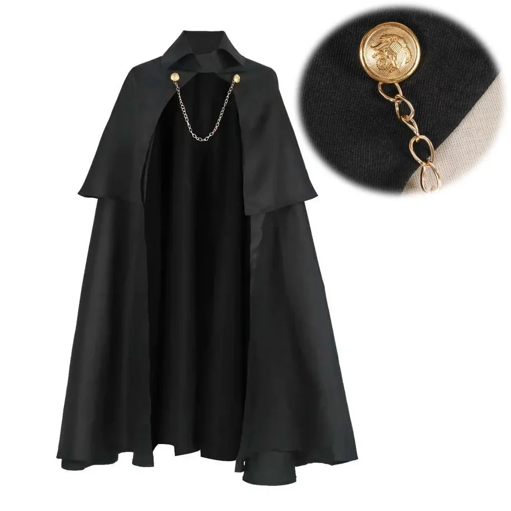 

Inui Sajuna Cosplay gothique médiéval fête Punk Robe cape avec chaîne Costume militaire chevalier noir Viking Pirate pour