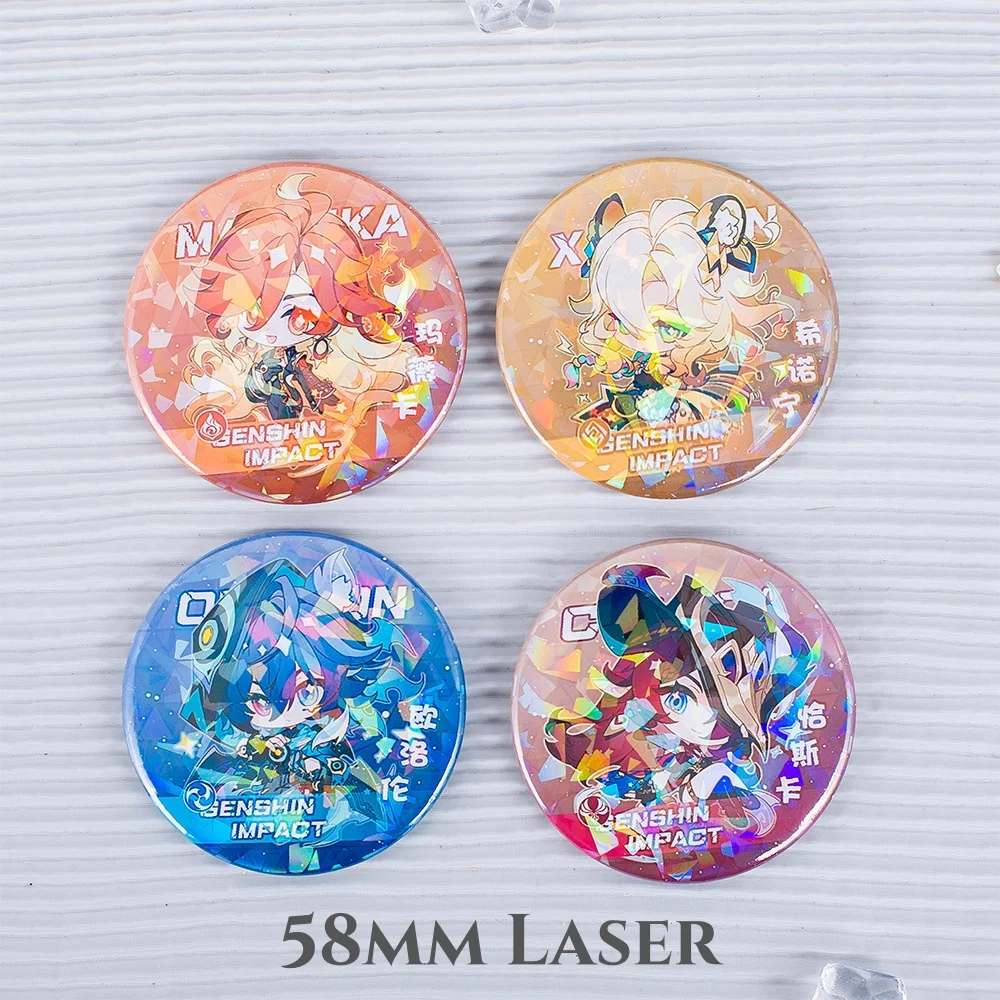 Game Genshin Laser Badge Ororon Citlali Xilonen Mavuika Iansan Cute Cartoon Anime Pin Backpack Decoration Jewelry Brooch Gift