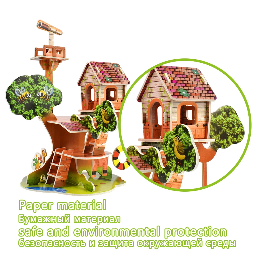 Cartoon Cardboard Jigsaw Puzzle 3D Paper Model Building Kits diy House 3D Puzzle Toys for Kids Games Educational Toys Gifts