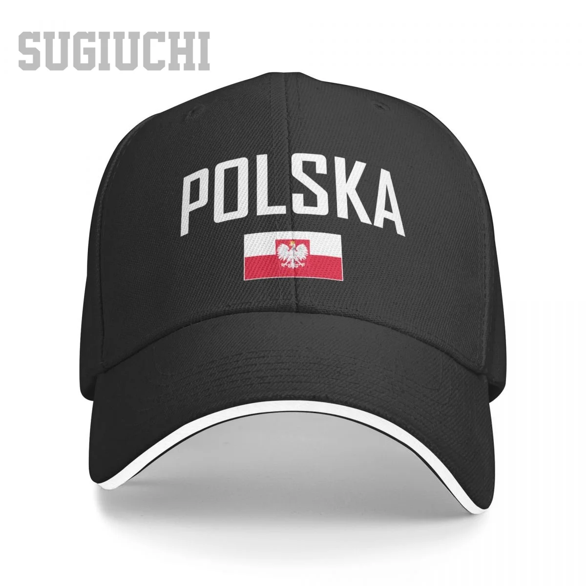 Sandwich Polen POLSKA Flagge und Schriftart Baseballkappe Herren Damen Hip-Hop-Kappen Snapback Golfmütze Angeln
