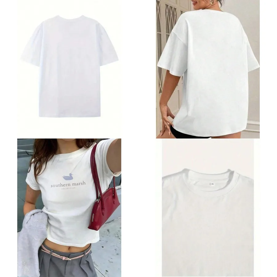 

【New style】Women's 100% Cotton Casual T-Shirt Southern Marsh Classic American Casual Style T-Shirt Y2K Style Fashion Streetwear