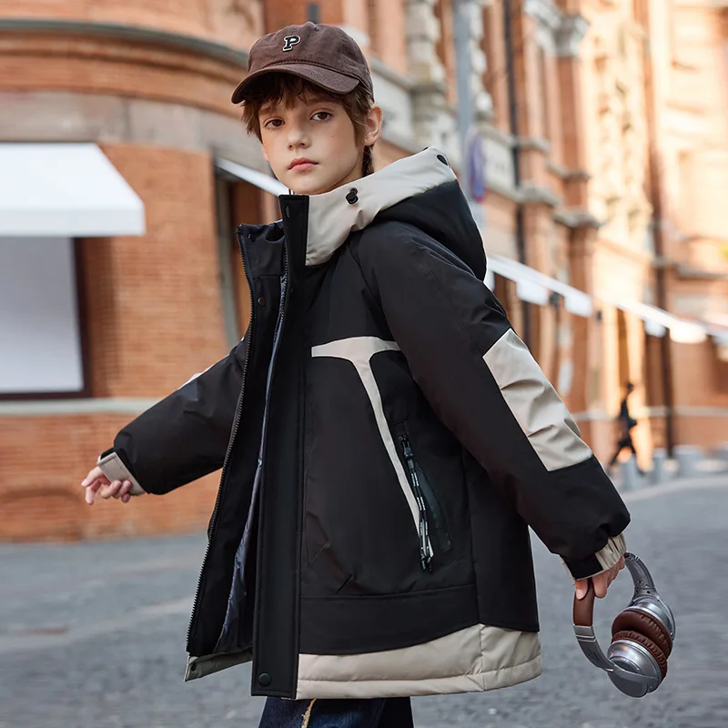 

RAISE -20 Degree Winter Down Jacket For Teens Boys Hooded Waterproof Thick Warm Teenage Boy Puffer Jacket 5-12 Years Kids Parkas