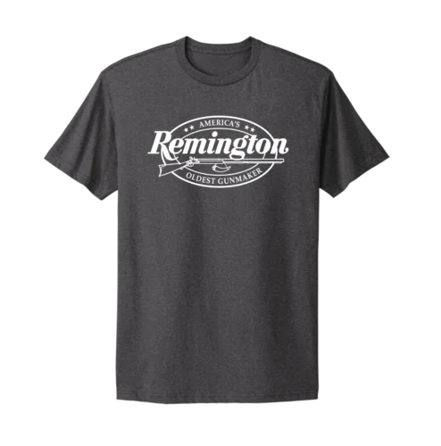 Remington Logo Waffen Schusswaffen Riffles Holzkohle grau T-Shirt