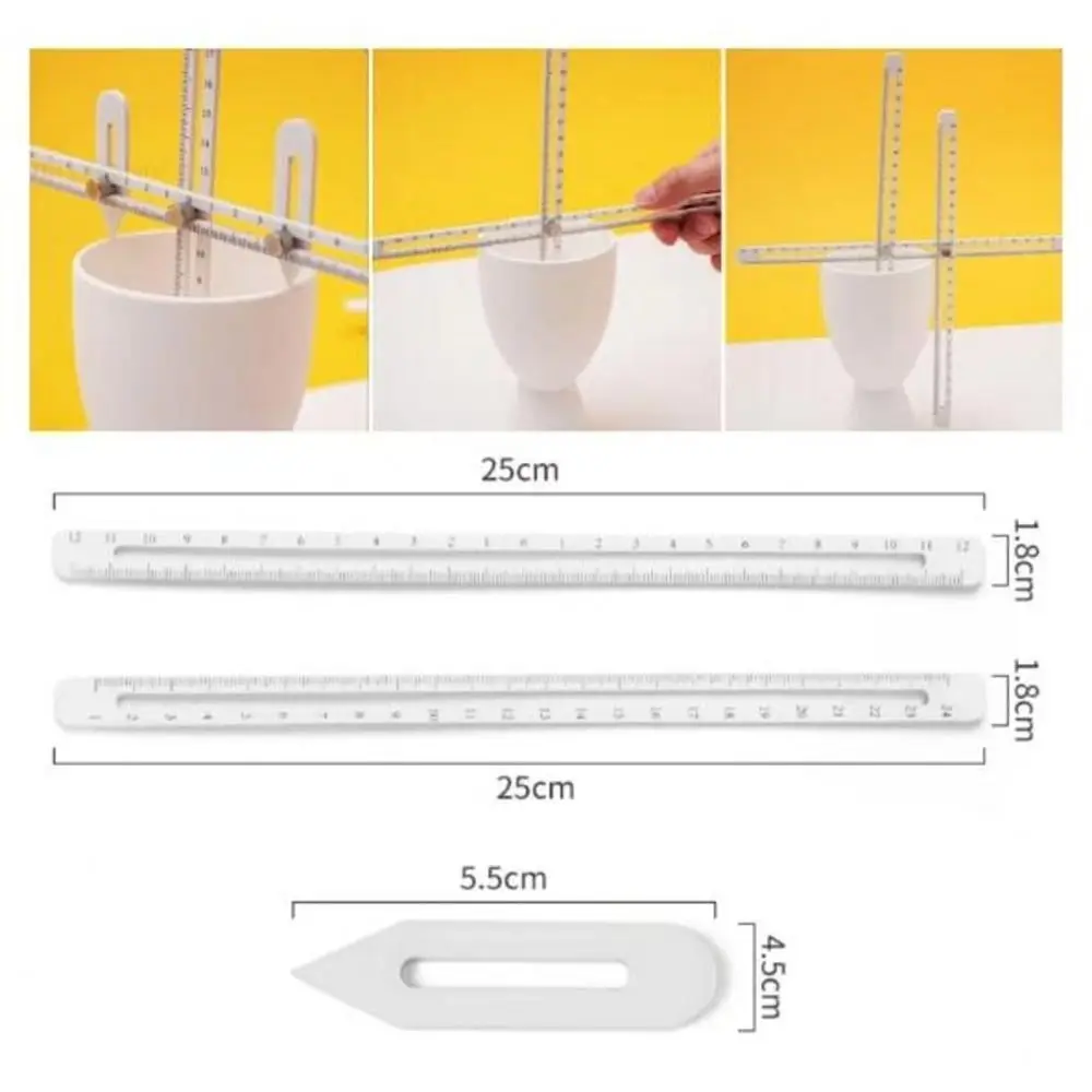 1 Set Multifunctional Ceramic Measuring Rule Combo Tool Depth/Thickness/Caliber Plastic Clay Measuring Gauge Accurate