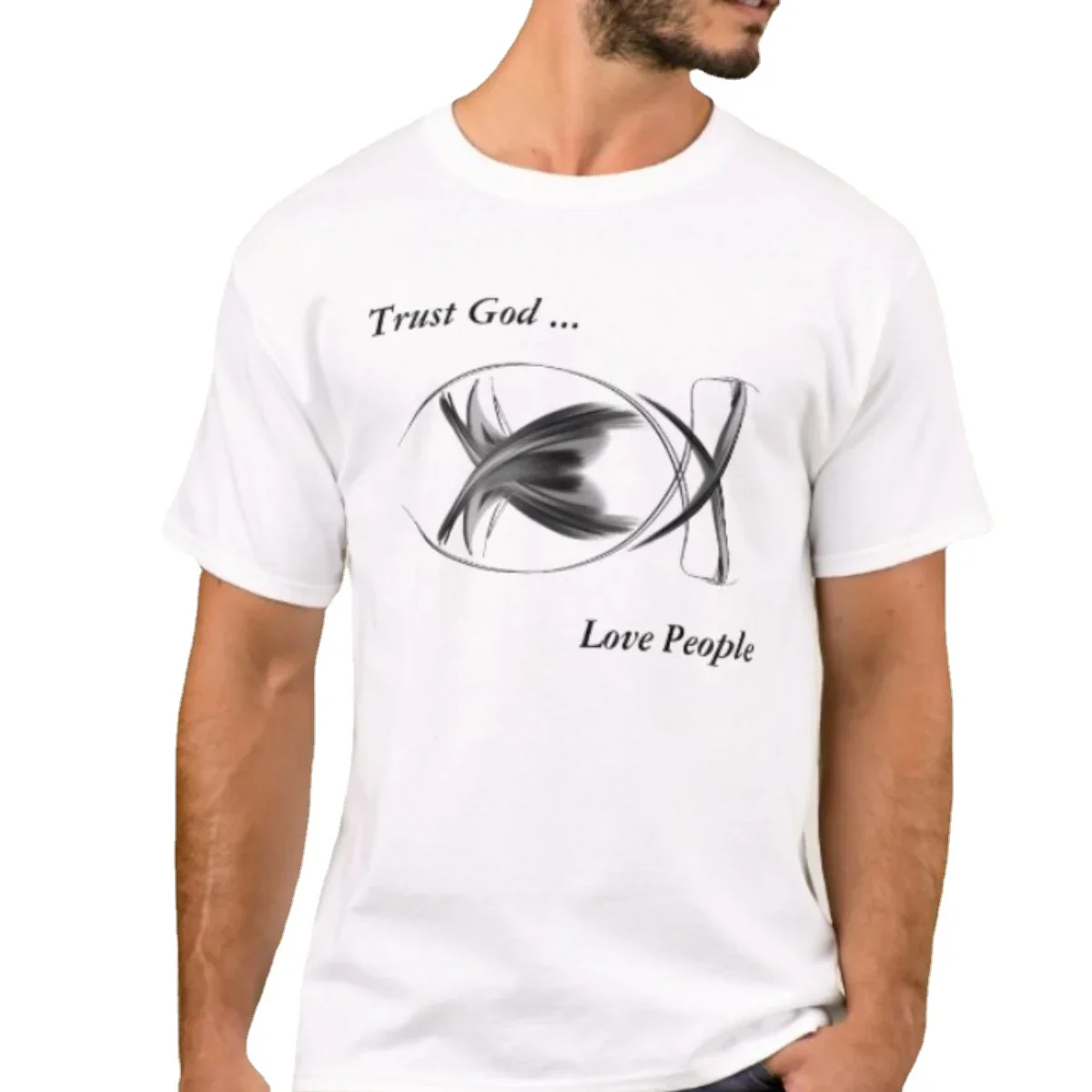 

Trust God ... Love People. Fish Symbolizes The Christian Faith T-Shirt. Summer Cotton Short Sleeve O-Neck Mens T Shirt New S-3XL