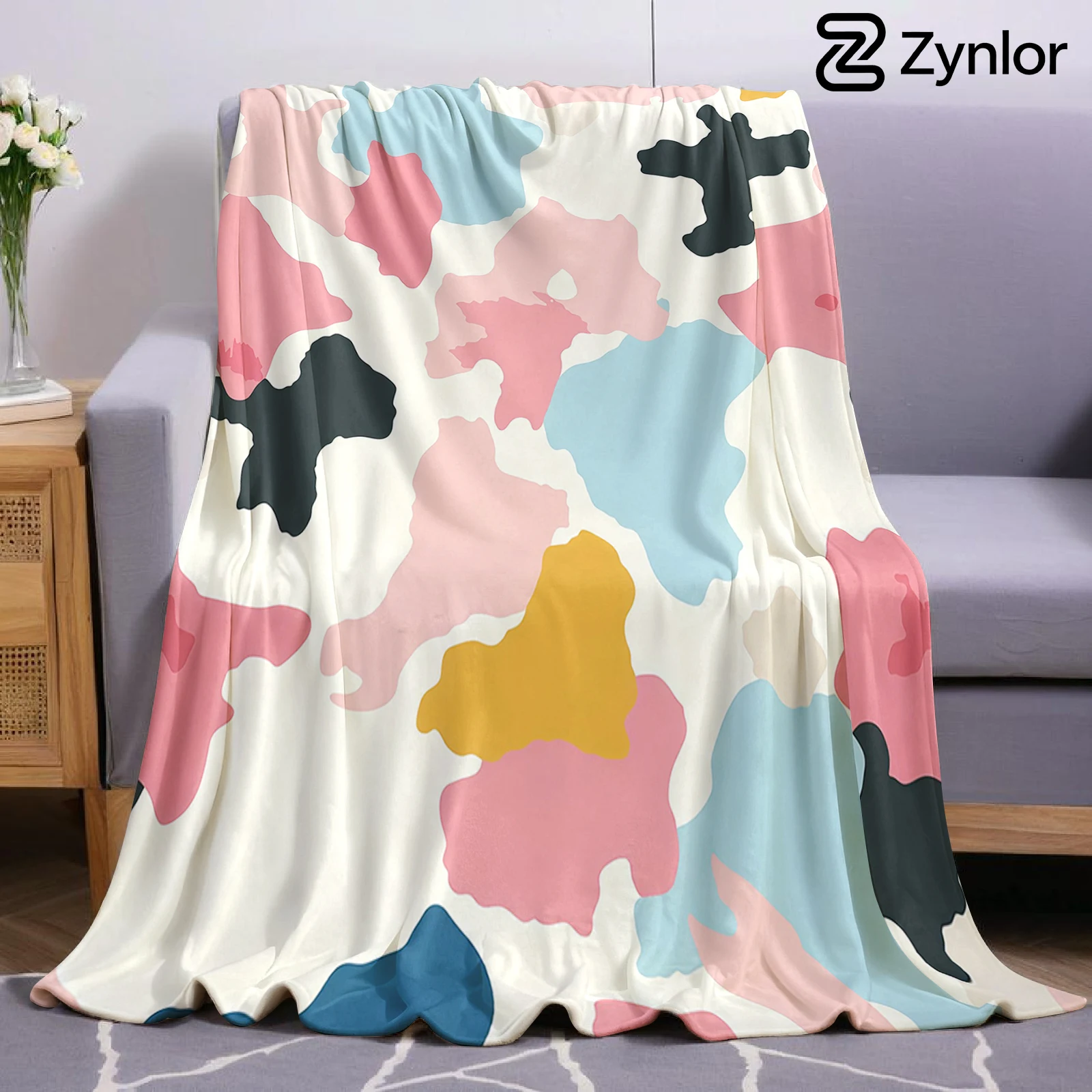 Pastel Blush Halloween Flannel Fleece Blanket Fluffy Warm Cozy Throw for Sofa Bedroom Home Holiday Decoration Gift