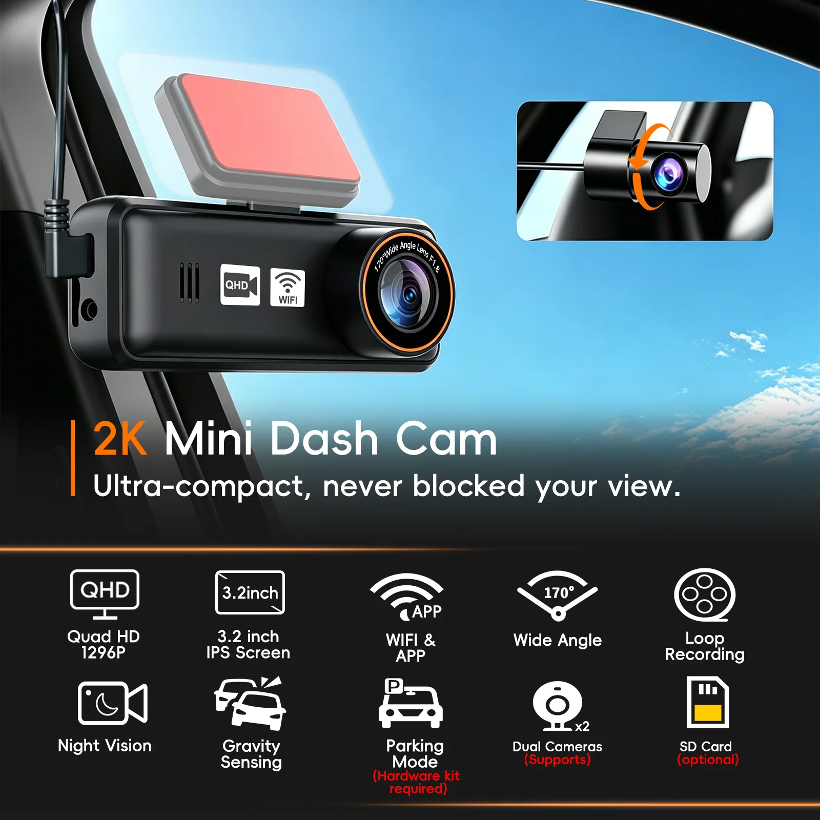 QOZ 6/10M 1080P HDR Car Reverse Camera Night Vision Waterproof Auto Backup Monitor Color Image For Aprilboy DVR Dashcam