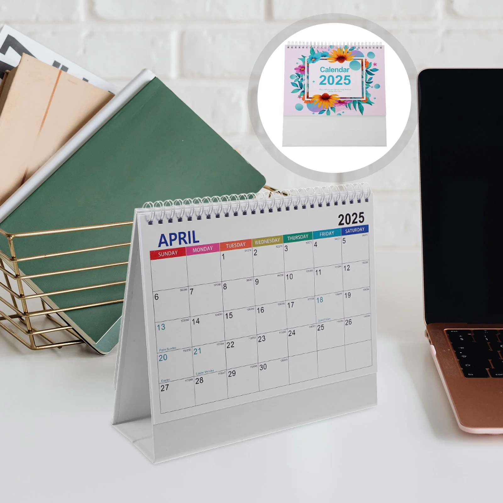 

2025 Desk Calendar Standing Flip Desktop Calendars Small Monthly Notebook Paper