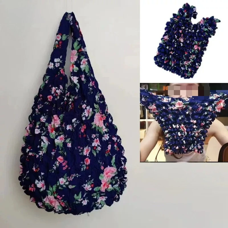 1PC New Falower Bubble Bag Expansion Fold Pleated Flexible Stretch Mini Shopping Bag Large Capacity Elastic Portable Storage Bag