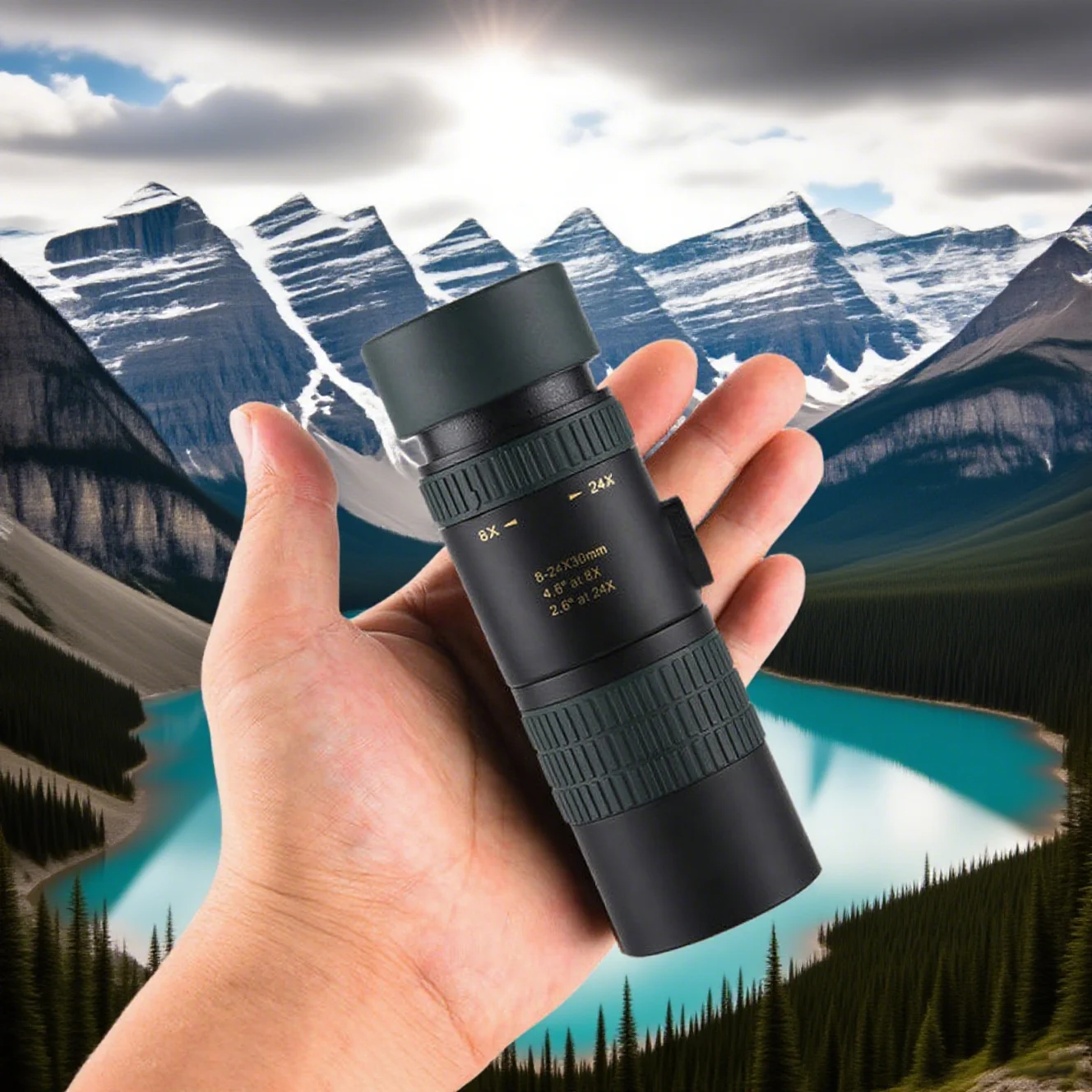 Potente monocolo 8-24X30 Zoom HD Caratteristiche portatili professionali di alta qualità per viaggi di campeggio Caccia Sport all'aria aperta