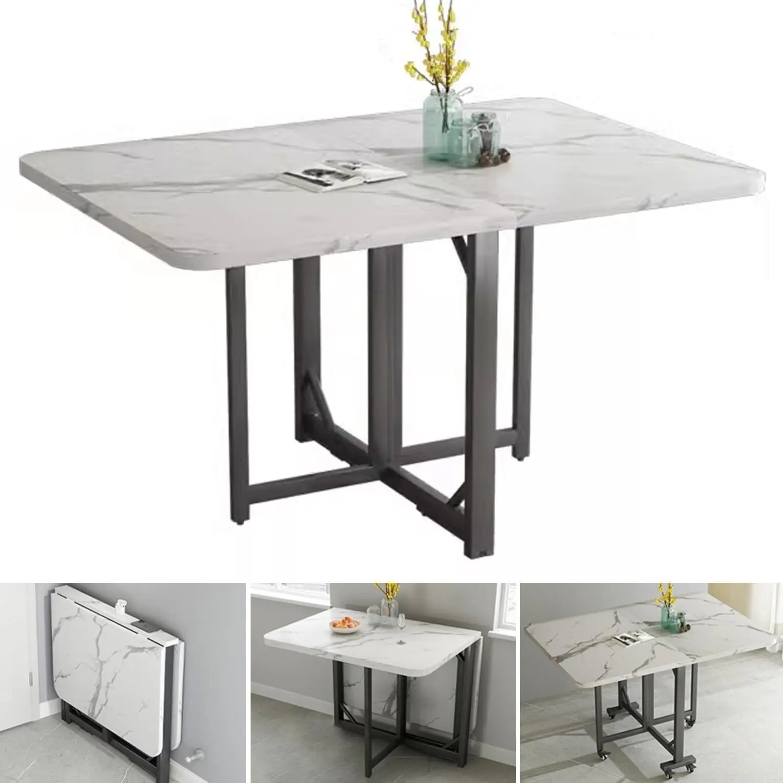 Folding Dining Table Folding Craft Table with Storage Solid Wood Kitchen Tables Drop Leaf Tables for Small Spaces Space