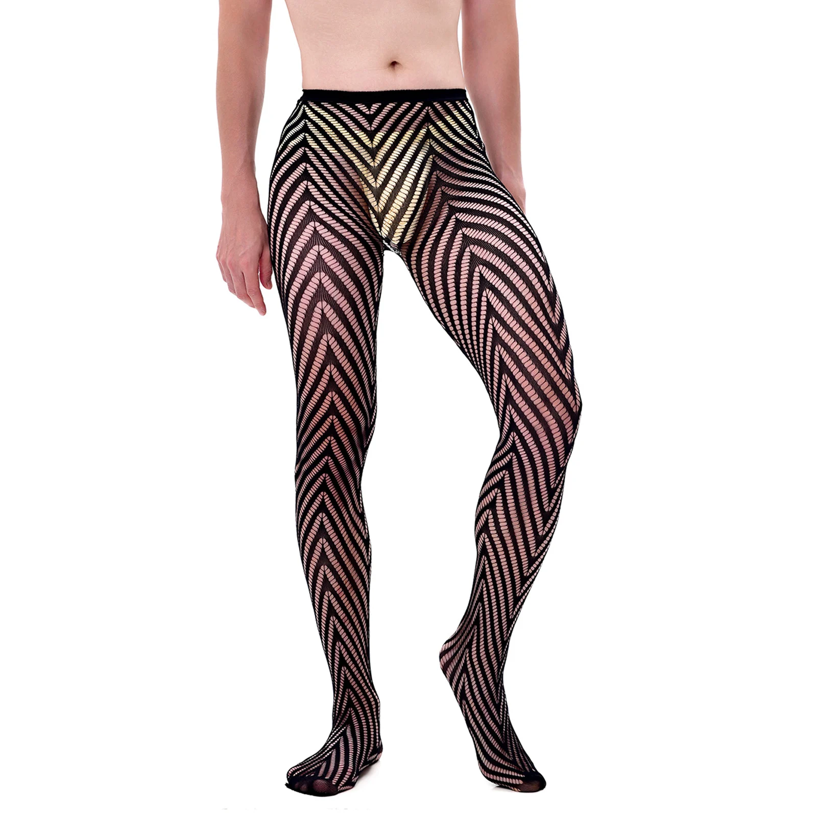 CLEVER-MENMODE Sexy Men\'s Pantyhose Club Wear Tights Fishnet Body Stockings Leggings Mesh Bottoms Fetish Party Underwear