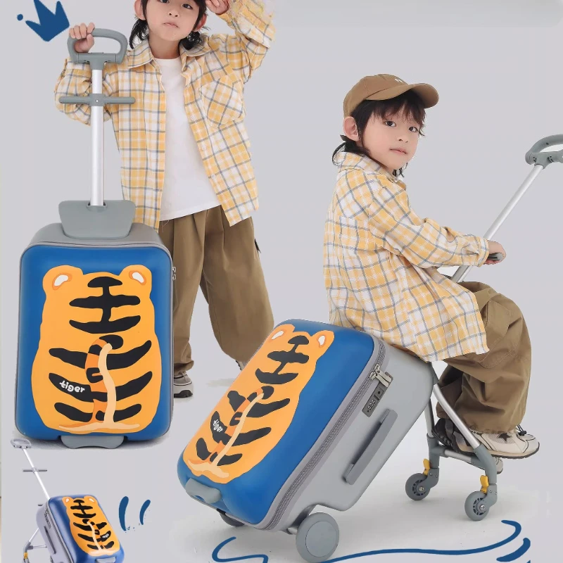 

2-In-1 Ride on Suitcase for Kids, Cartoon Carry on Luggage Kids with Spinner Wheels, Kids Luggage Suitcase Child Travel Suitcase