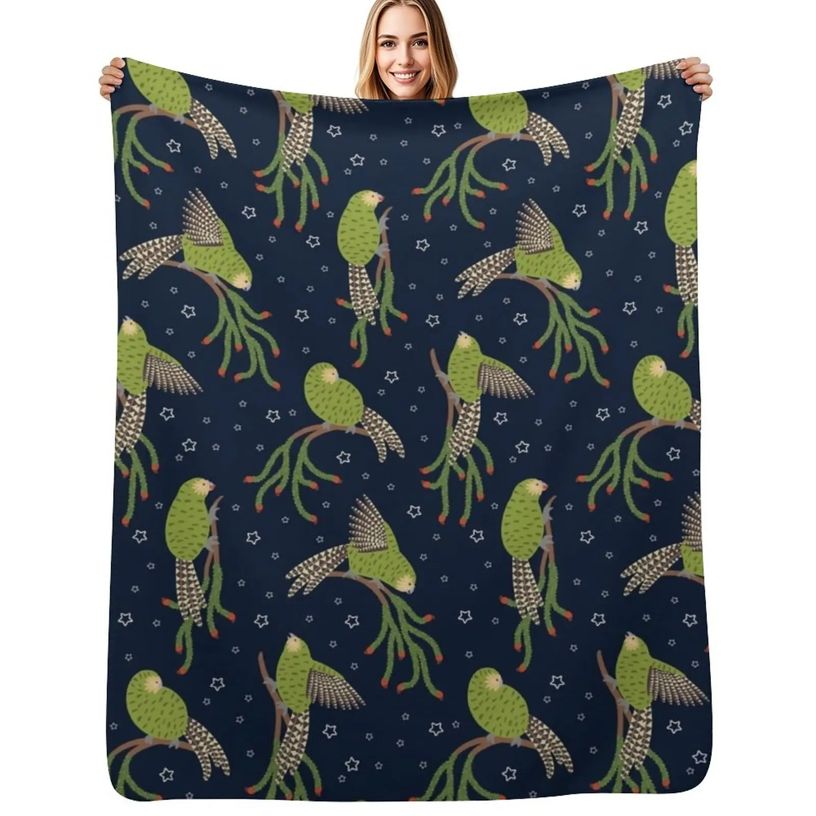 

Kakapo and Rimu Throw Blanket Comforter Plush Thermals For Travel For Decorative Sofa Blankets