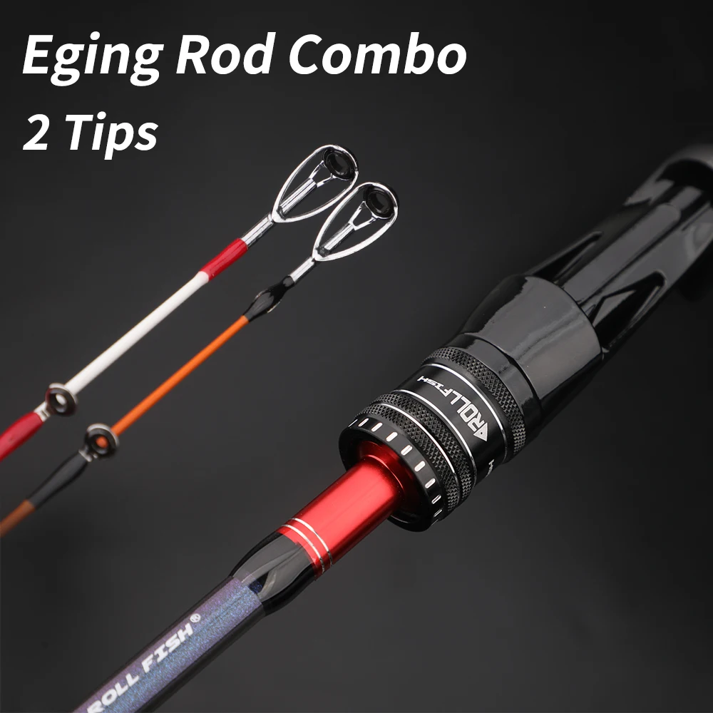 ROLLFISH Carbonfaser-Tintenfisch-Angelrute mit 2 Festen Spitzen, Offshore-Salzwasser-Bootsangeln, Leichtgewichtig, Hohe Empfindlichkeit, Langlebig – Detail 1