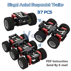 High-Tech Singel Axled Suspendet Trailer Module MOC Building Block Kit Compatible 1 : 21 Technical Tow Truck Assembly Bricks Toy